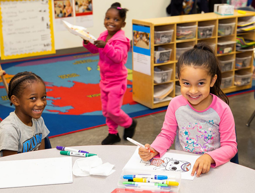 Photo: Preschool students coloring